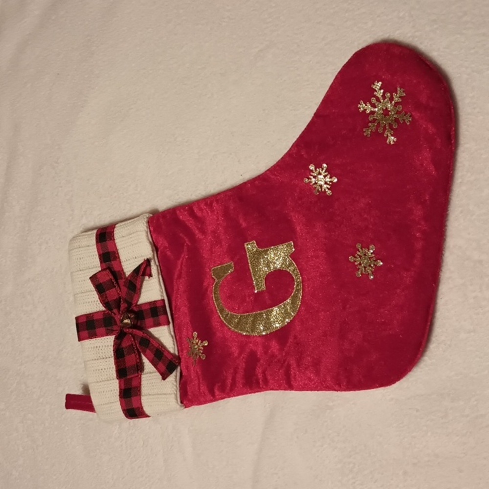 Red Christmas Boot with Gold Letter G